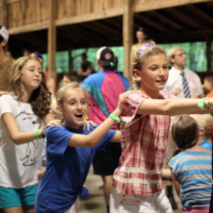 Camp girls dance line