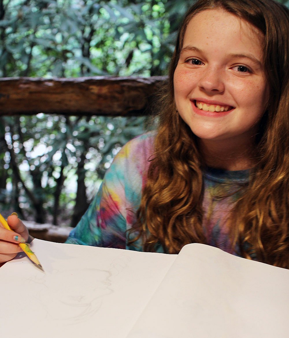 Girl camp drawing