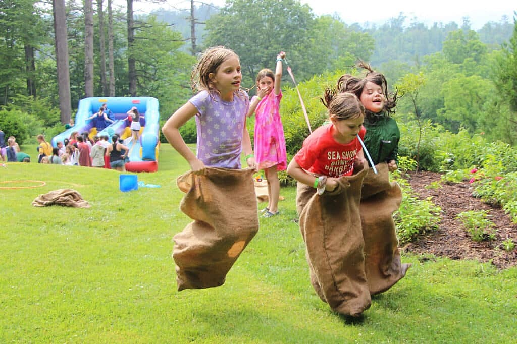 summer camp sack race
