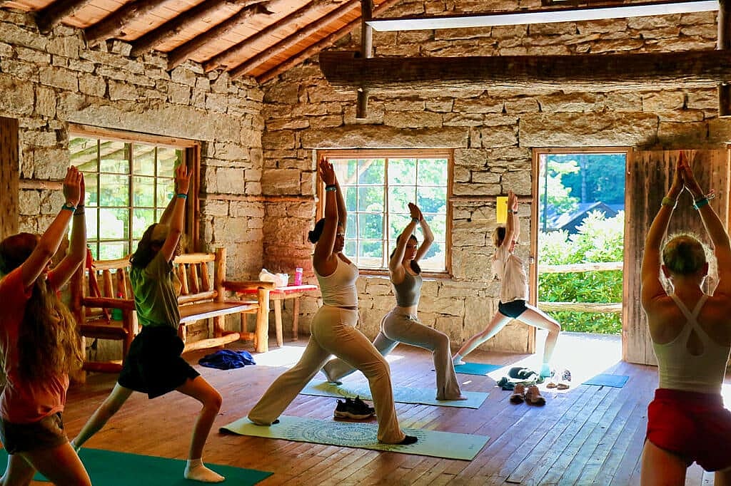 summer camp yoga session