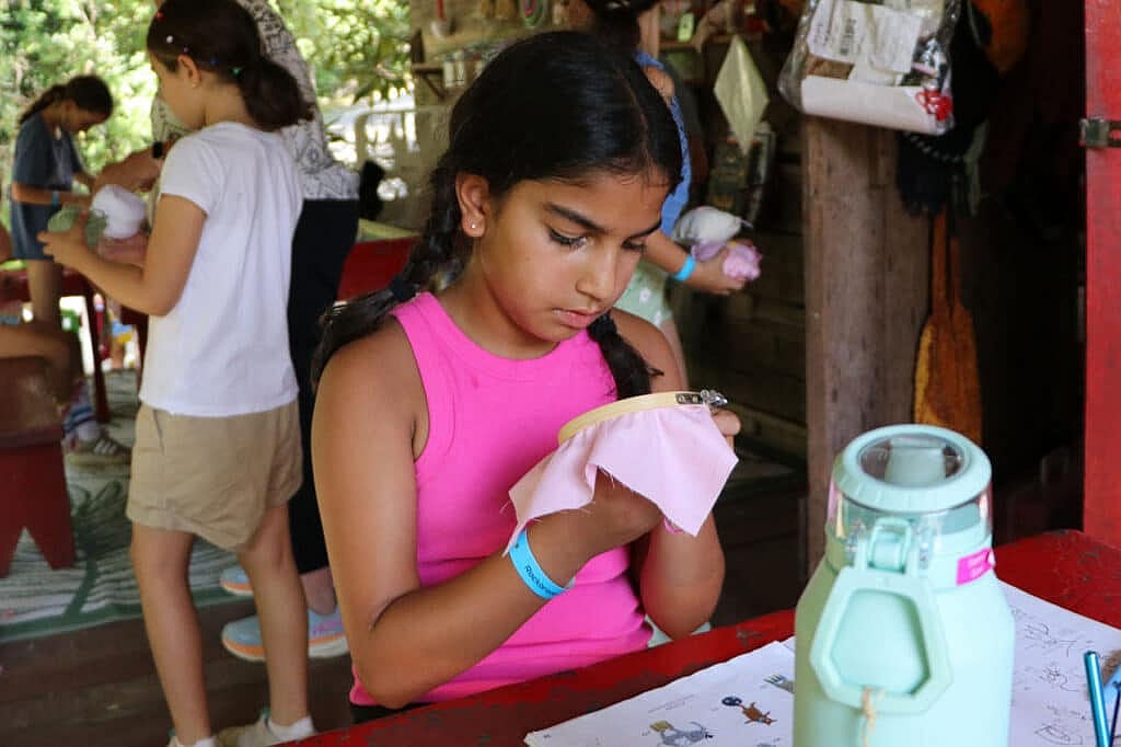 summer camp girl needlepoint