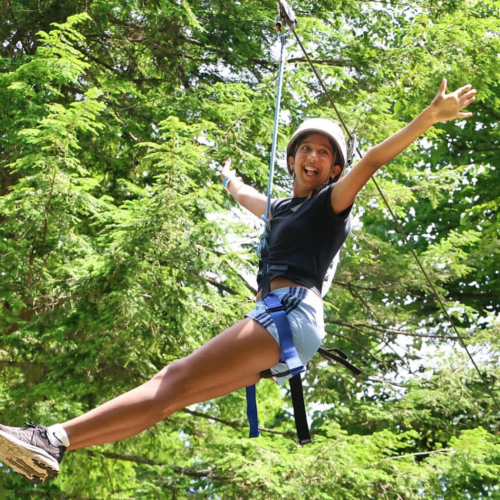 camper's zipline fun