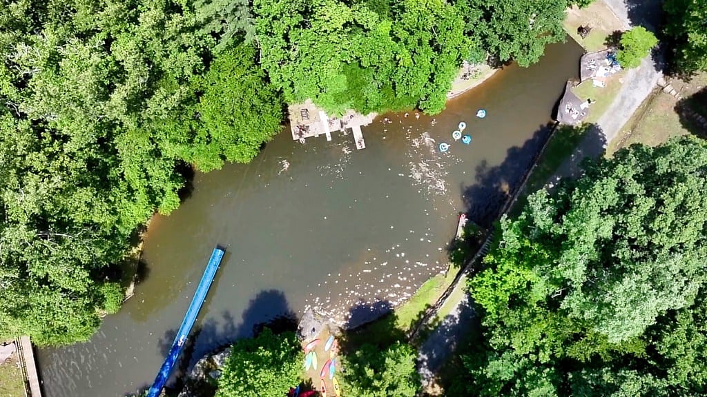 aerial view of camp lake