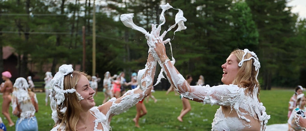 shaving cream hands high five