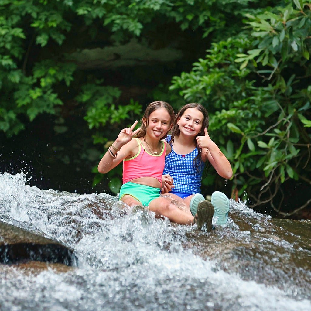 sliding rock girls at camp