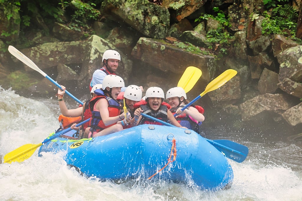 camp whitewater rapid
