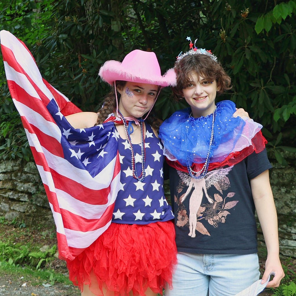 4th of July dressed camp girls
