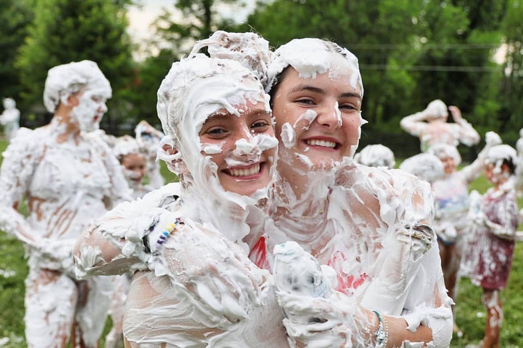 teen girls shaving cream