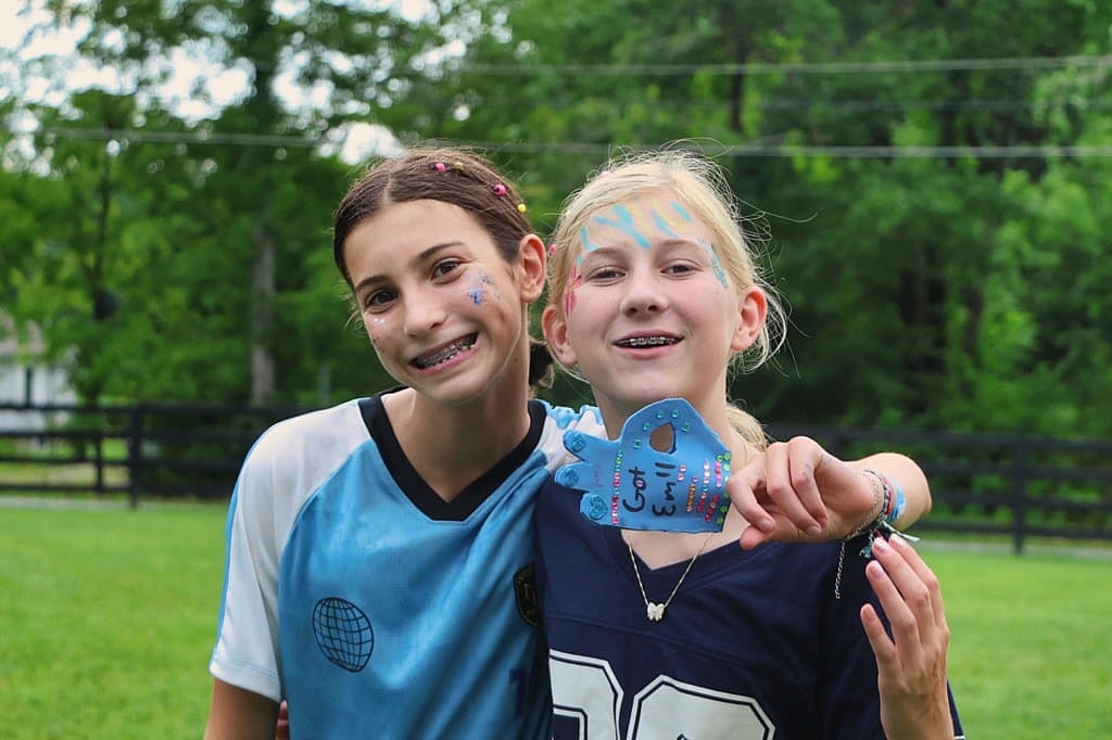 camp girls blue jerseys