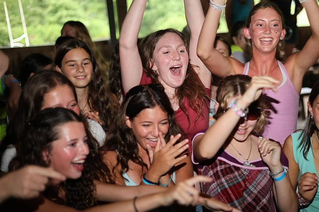 girls excited camp dance