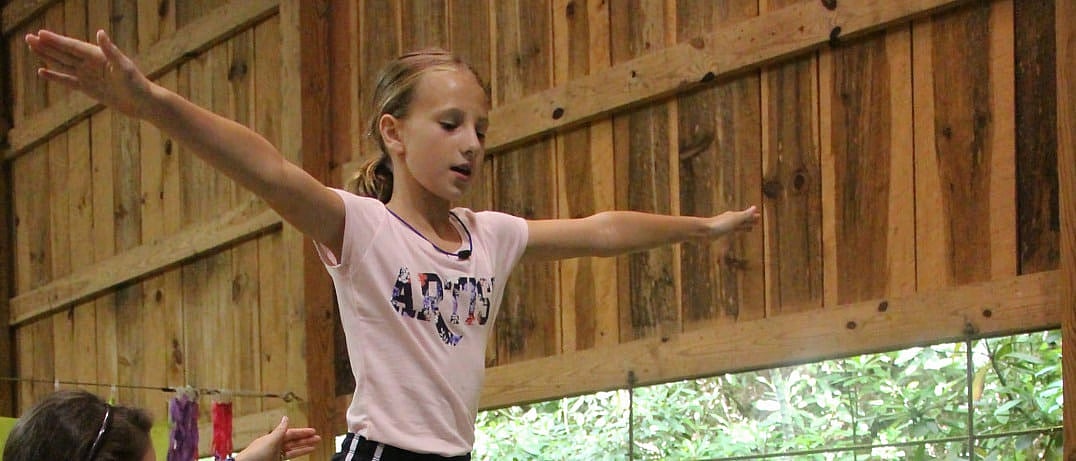 girls balance beam practice