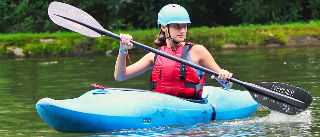 outdoor camp girl kayaking