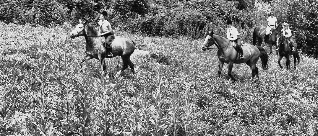 Early summer camp girls horseback riding