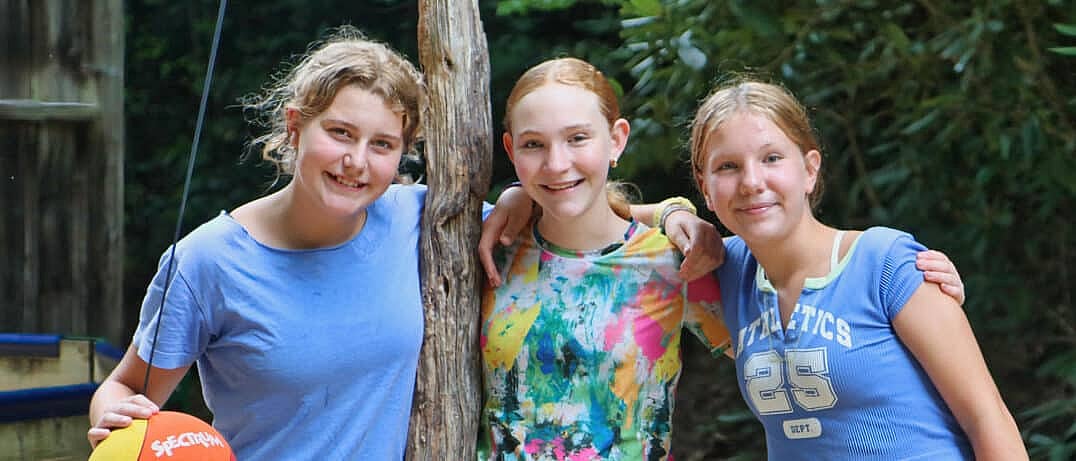 Girls friends fun at camp