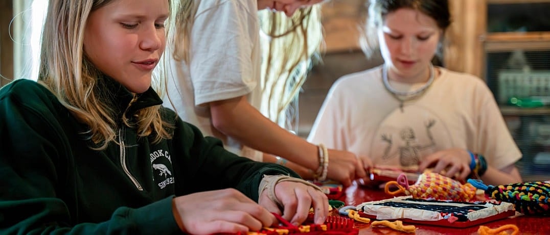 pot holder weaving at camp
