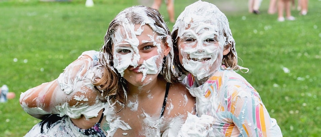 girls cream covered fun