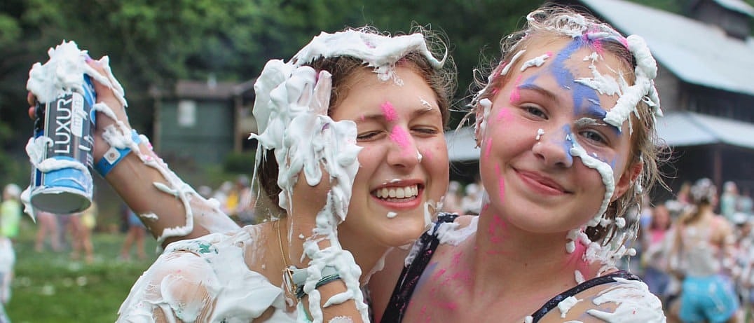 teen shaving cream camp friends