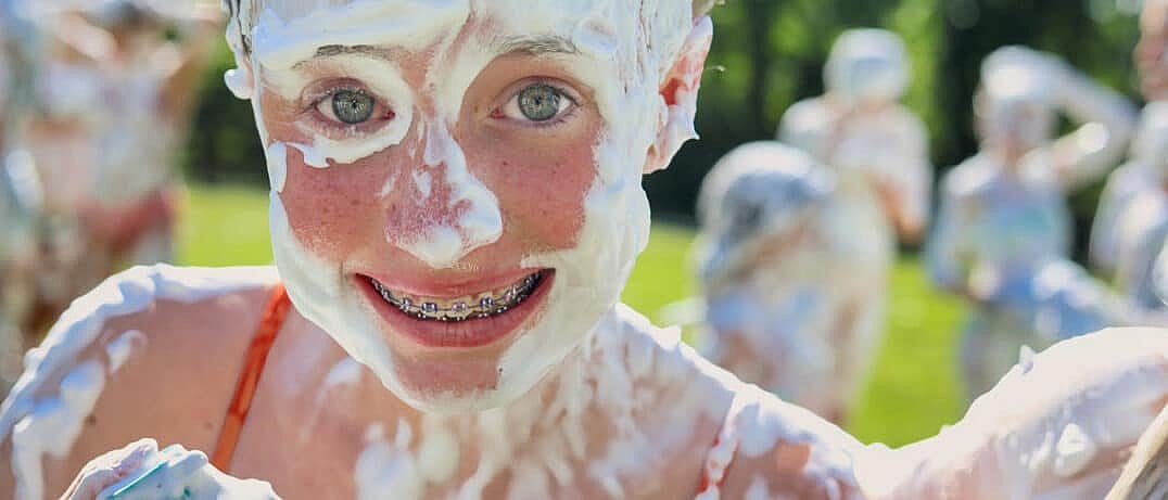 summer camp shaving cream girl