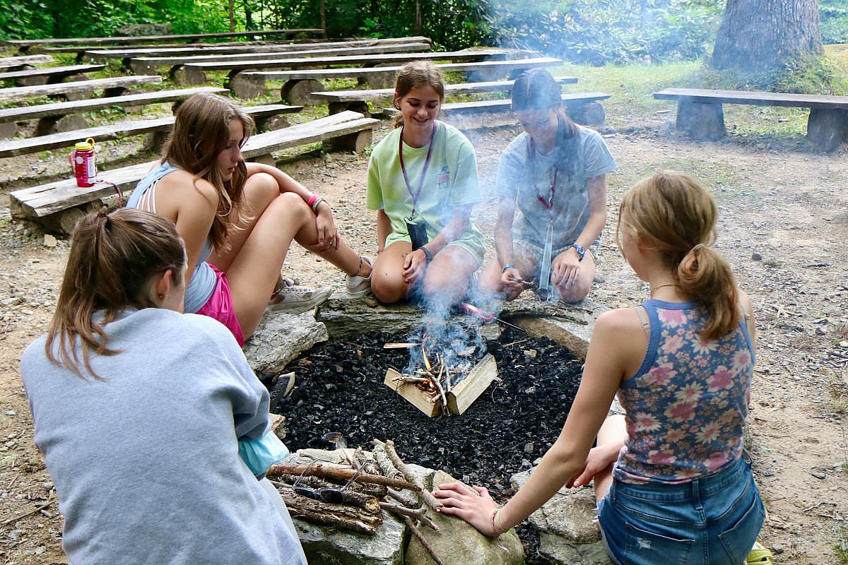 summer camp fire building