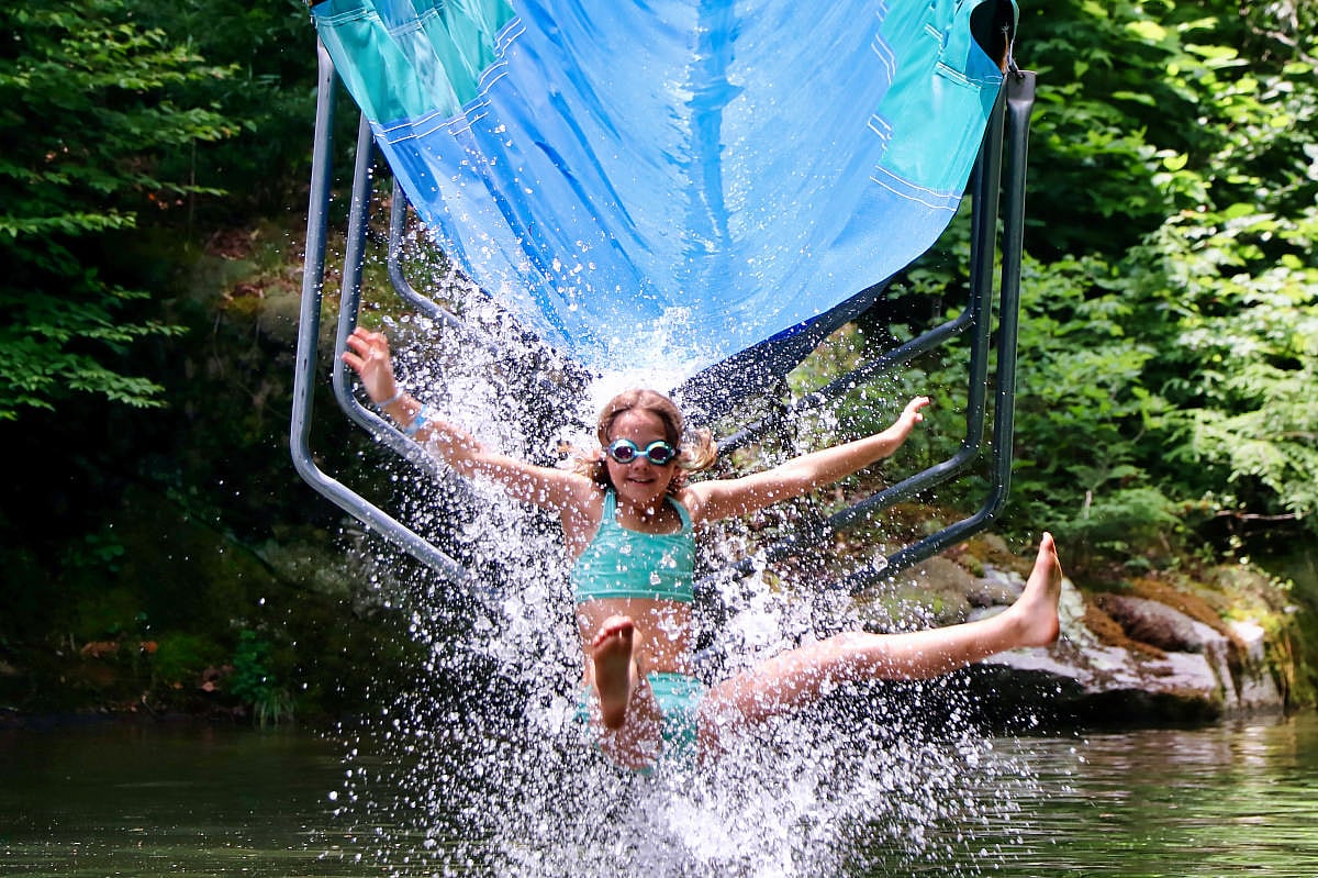 water slide splashing kid