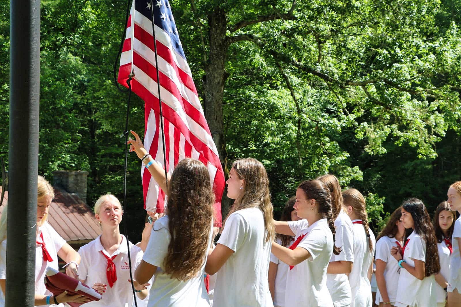 summer camp flag raising ceremony