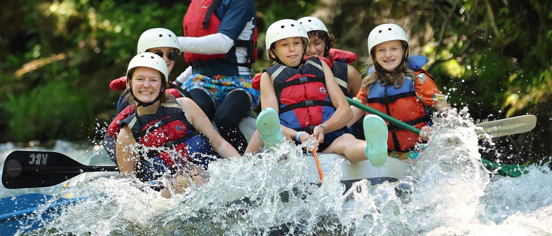 girls rafting splash ride