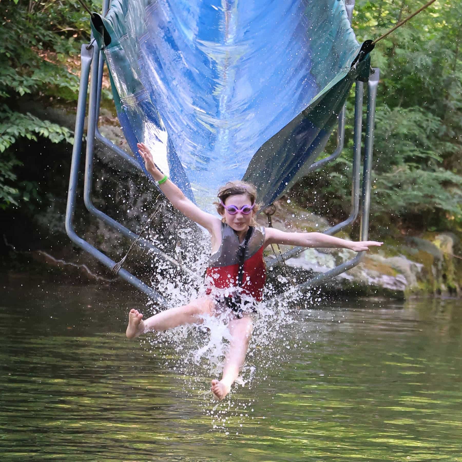 camp waterslide plunge