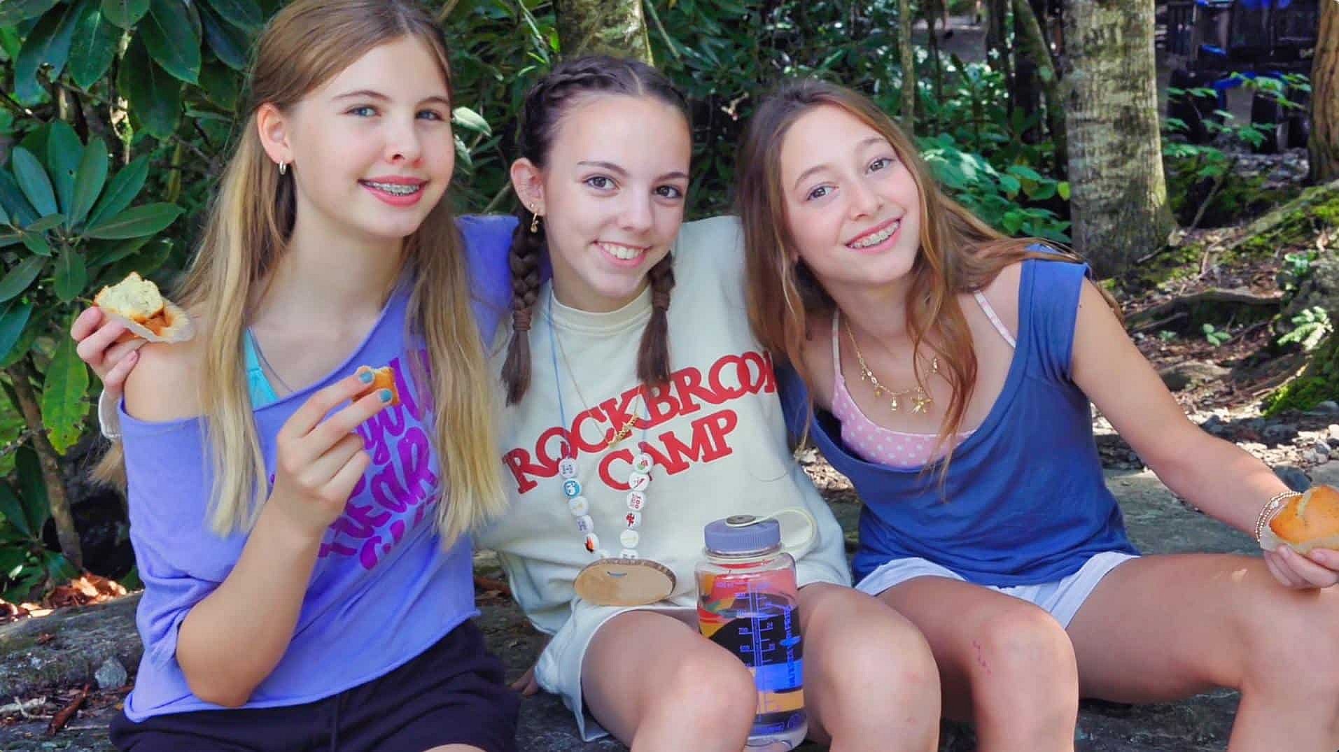 3 camp girls at Rockbrook
