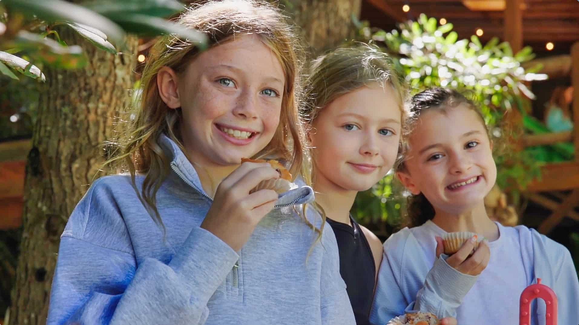 three summer camp girls