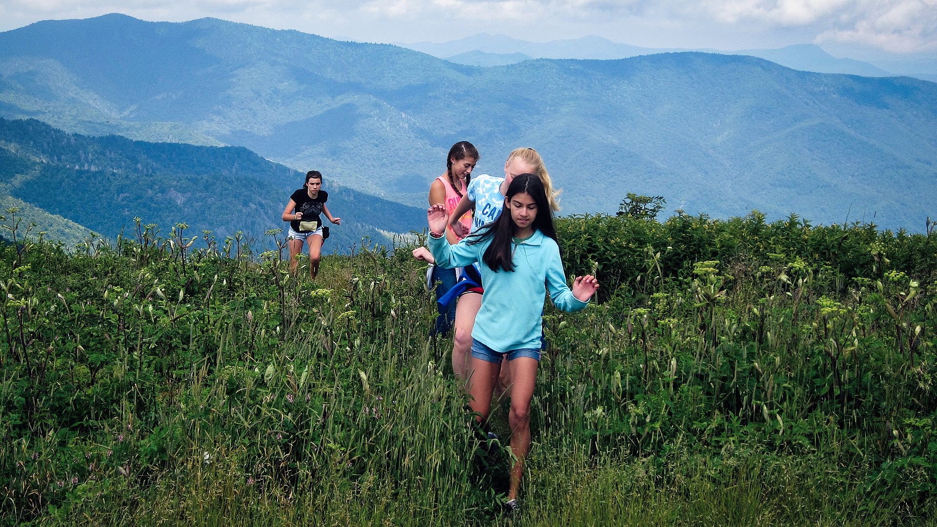 North Carolina Mountains camp girls hiking