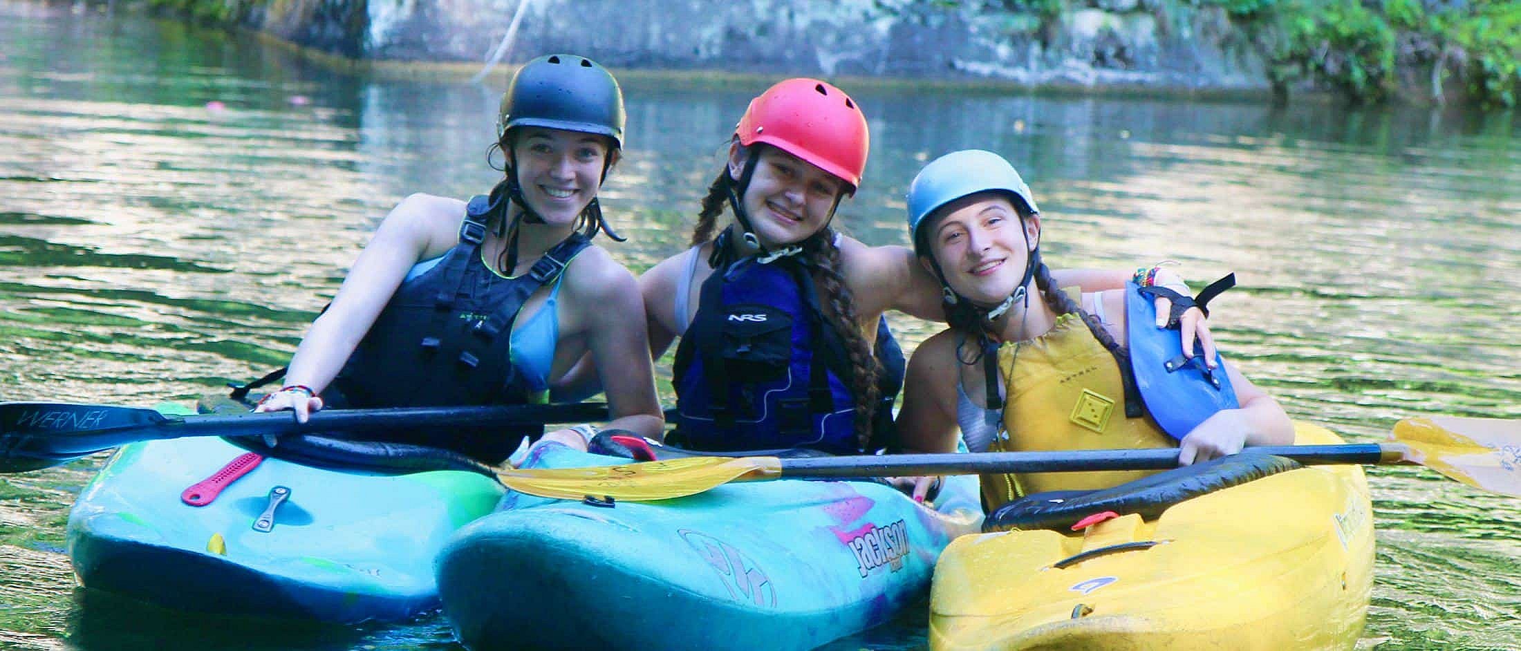 summer camp teens kayaking