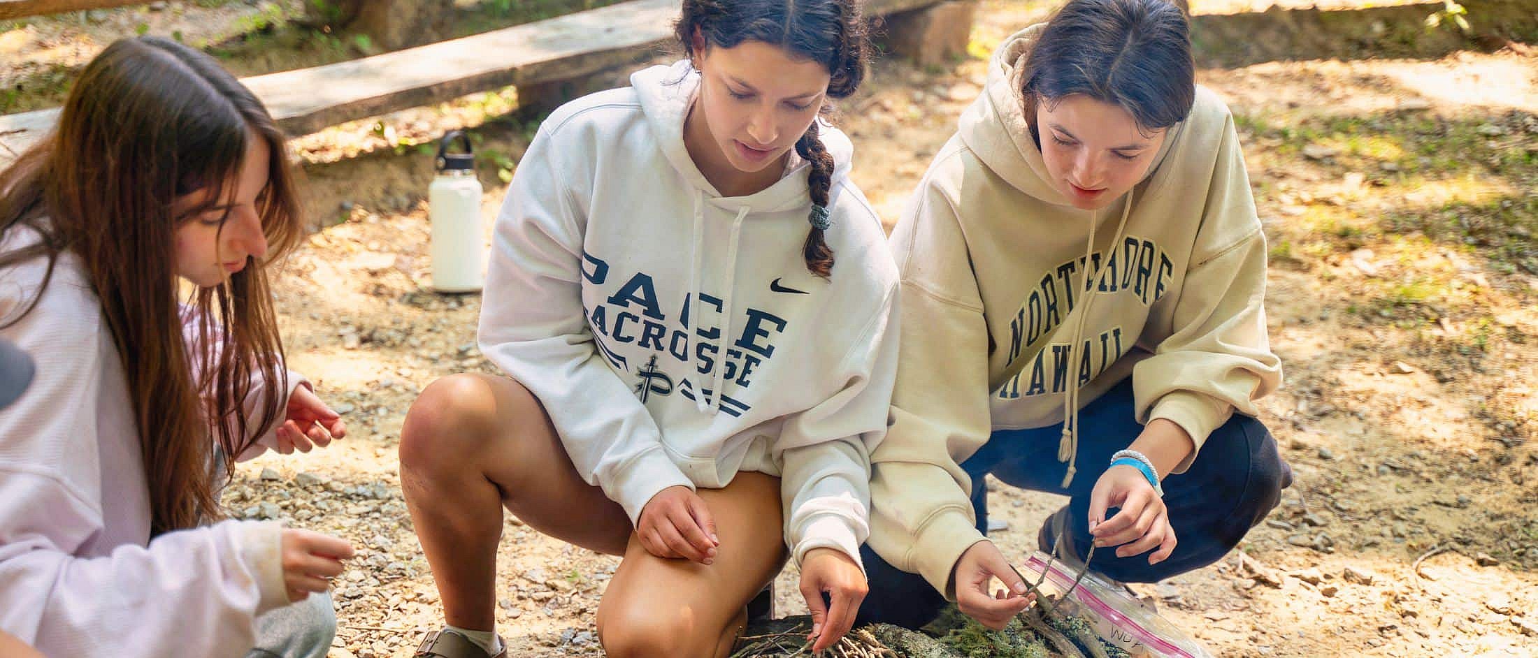 summer camp fire building girls