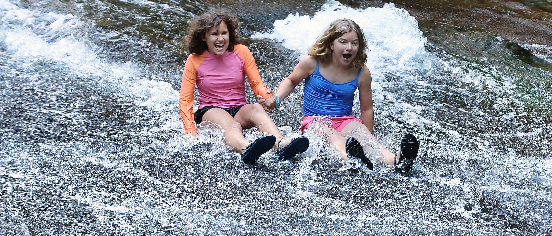 adventure of sliding down a stream