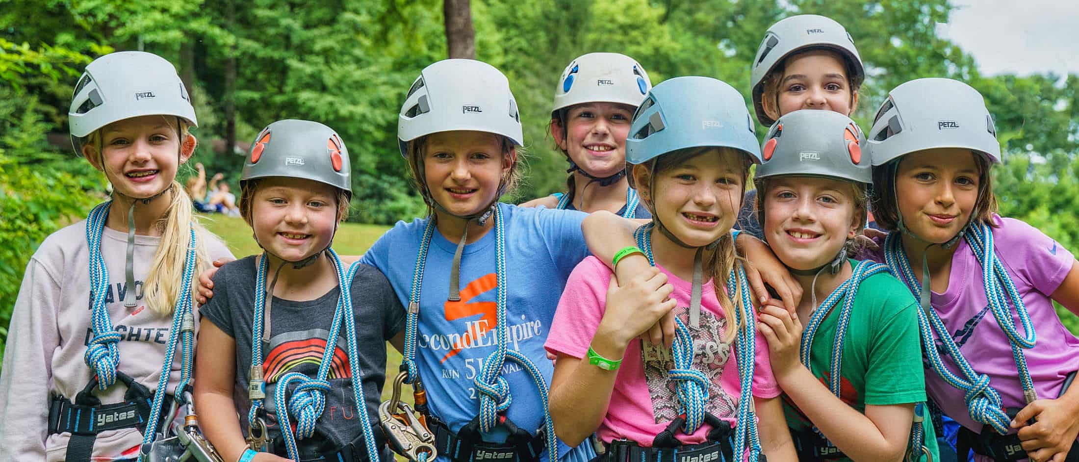 Zipline girls at Rockbrook Camp