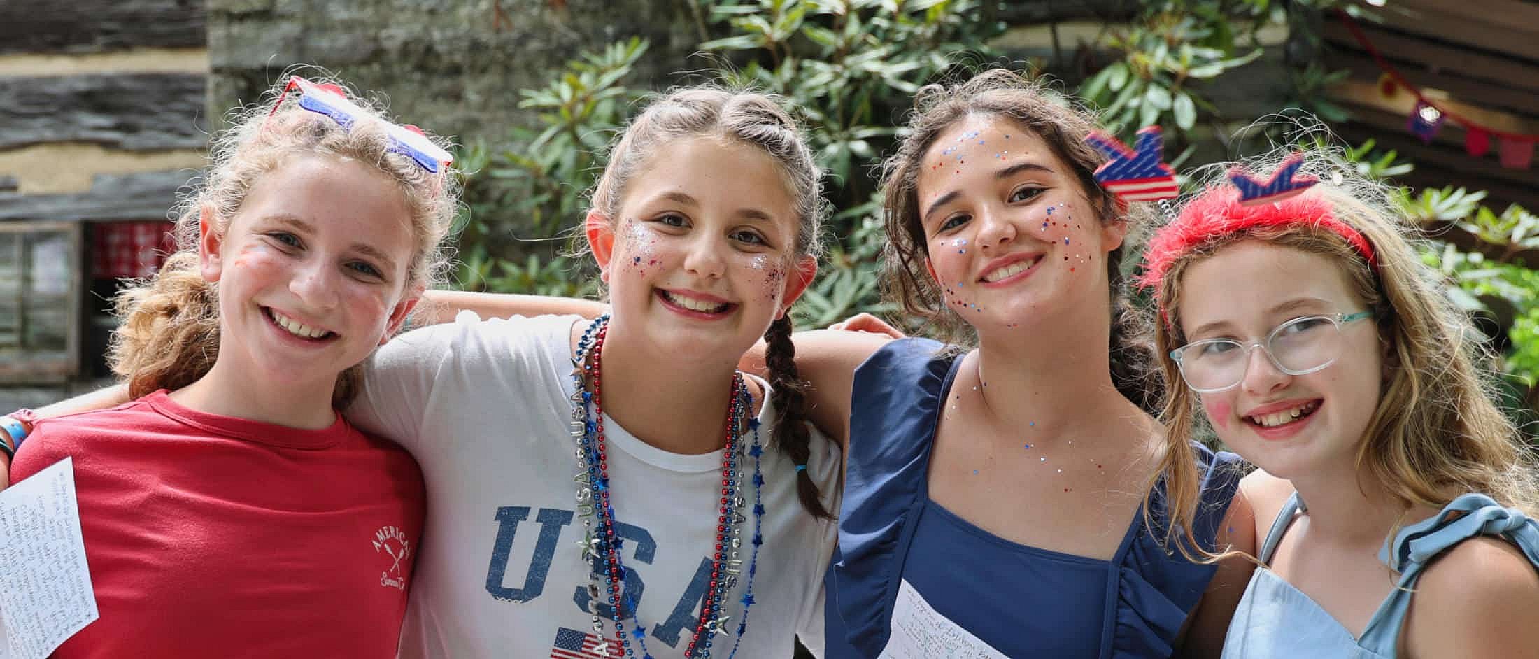 summer camp girls celebrating