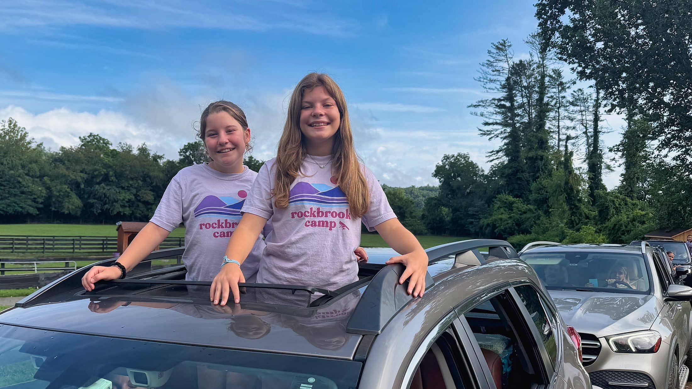 arriving by car to summer camp