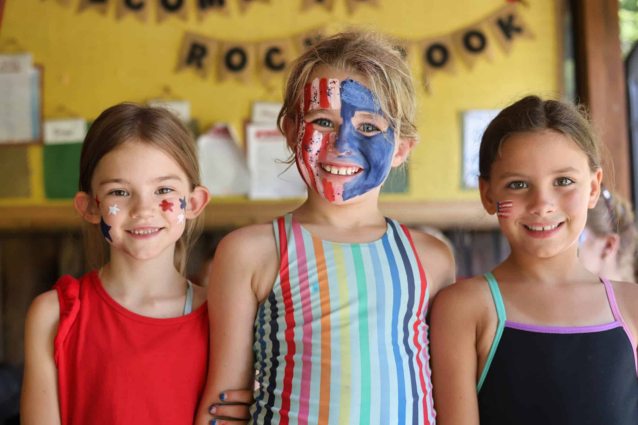 4th of July face painted girls