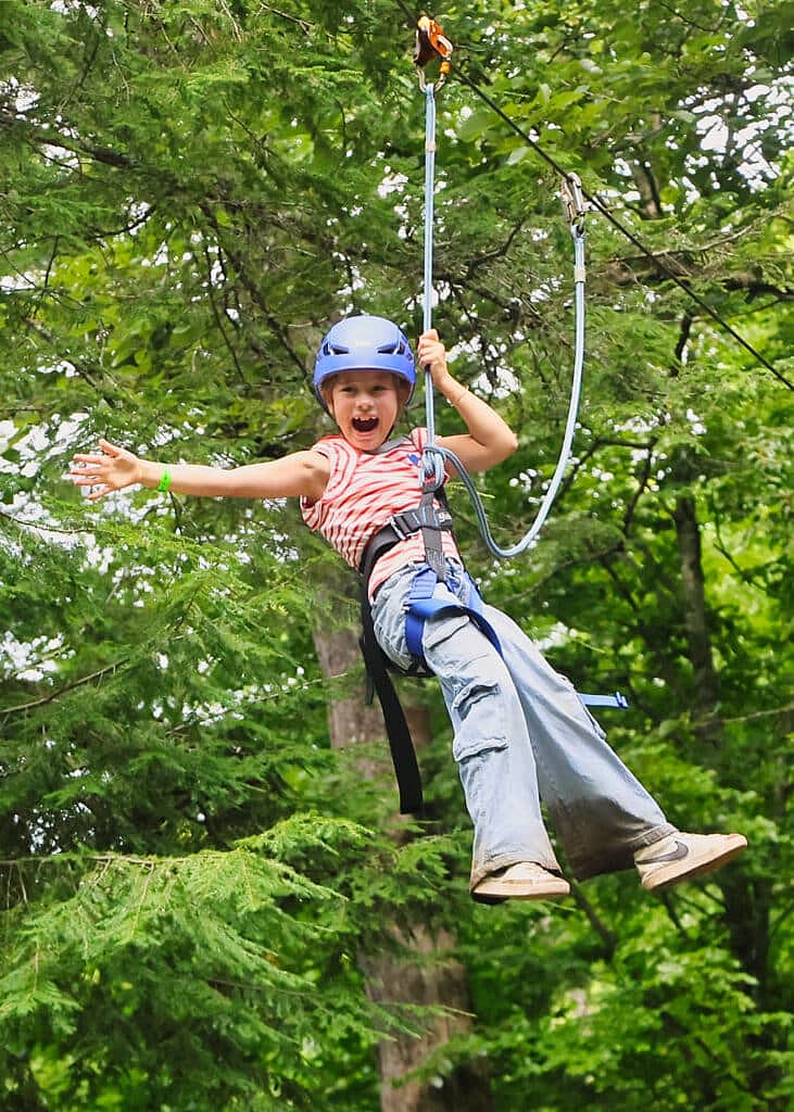 child zip line scream