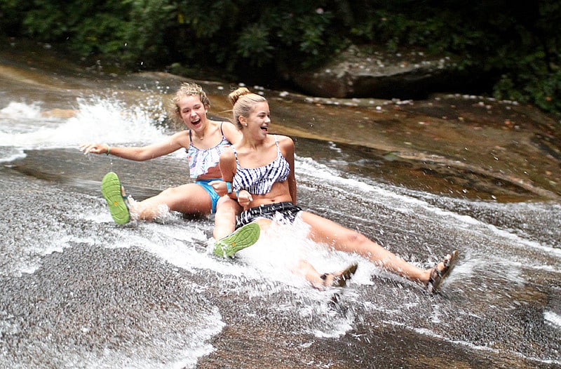 Sliding Rock smiling girls