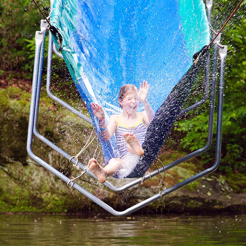 camp water slide splashing