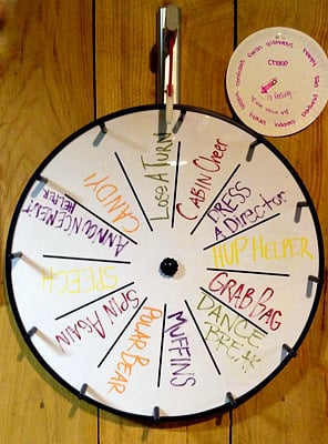 Camp wheel spin game