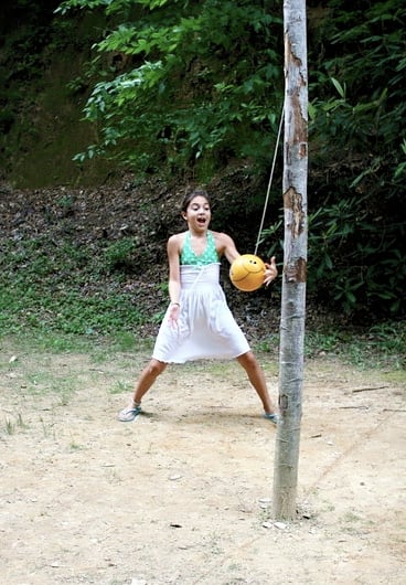 Girl Playing Tetherball