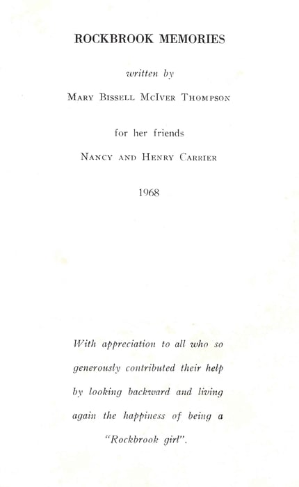 Rockbrook Camp Memory Book