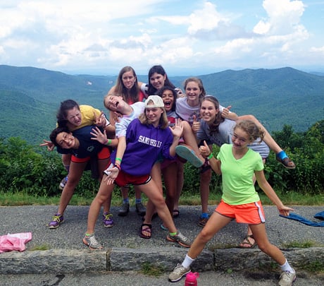 Camp Cabin of Girls poses on Parkway