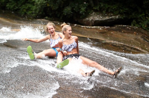 Sliding Rock smiling girls