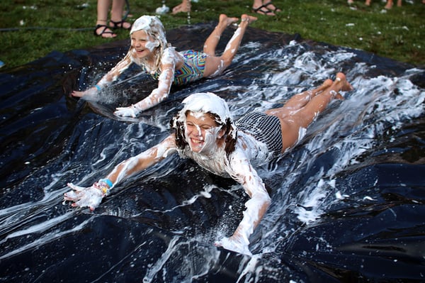 Slip and slide camp girl