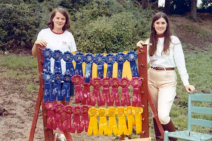Campers each receive a ribbon during the Rockbrook horse show