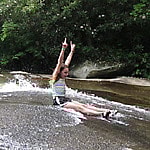 Girls love sliding rock