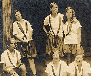 Vintage camp girls relaxed pose