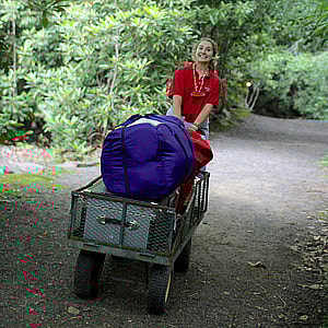 moving camp trunk by wagon